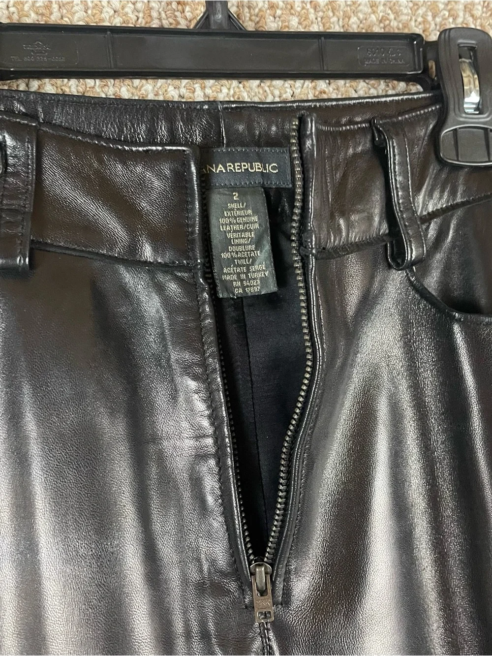 VTG Banana Republic Liquid Leather Pants Size 2 (28x28) Goth Emo Rave Black F95